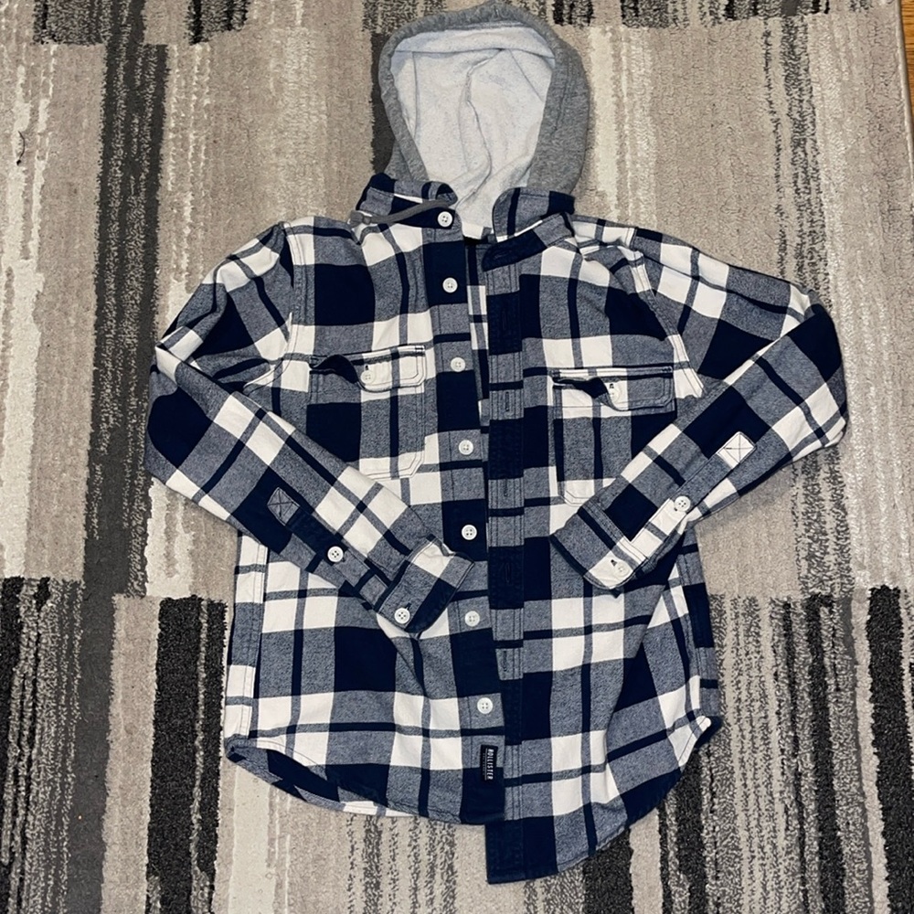 Men's Medium Hooded Flannel Hollister Size M